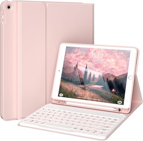 for iPad 9th/8th/7th Generation Case with Keyboard (2021/2020/2019) - 7 Colors Backlit Wireless Detachable Folio Keyboard Cover with Pencil Holder for iPad 10.2 Inch, Gray in Saudi Arabia