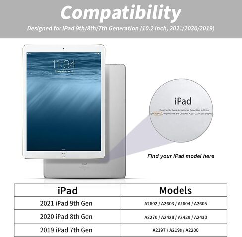 for iPad 9th/8th/7th Generation Case with Keyboard (2021/2020/2019) - 7 Colors Backlit Wireless Detachable Folio Keyboard Cover with Pencil Holder for iPad 10.2 Inch, Gray in Saudi Arabia