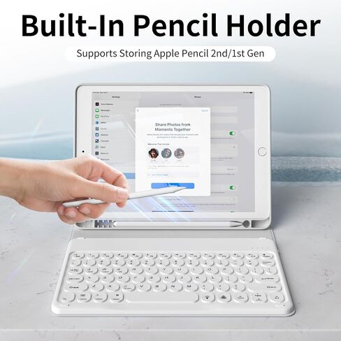 for iPad 9th/8th/7th Generation Case with Keyboard (2021/2020/2019) - 7 Colors Backlit Wireless Detachable Folio Keyboard Cover with Pencil Holder for iPad 10.2 Inch, Gray in Saudi Arabia