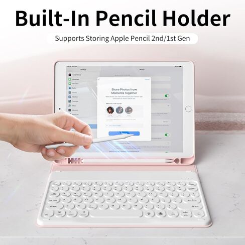 for iPad 9th/8th/7th Generation Case with Keyboard (2021/2020/2019) - 7 Colors Backlit Wireless Detachable Folio Keyboard Cover with Pencil Holder for iPad 10.2 Inch, Gray in Saudi Arabia
