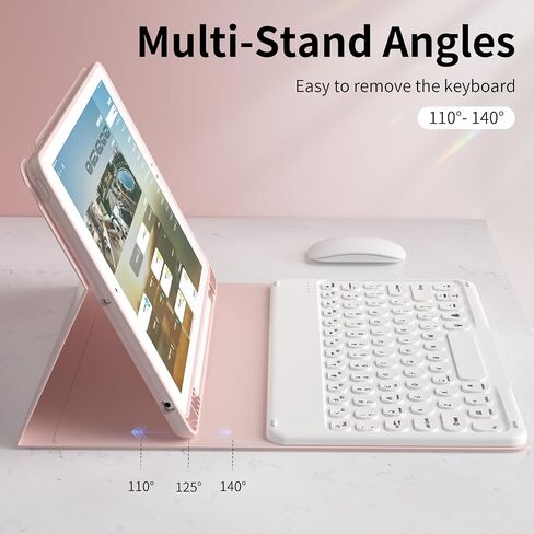 for iPad 9th/8th/7th Generation Case with Keyboard (2021/2020/2019) - 7 Colors Backlit Wireless Detachable Folio Keyboard Cover with Pencil Holder for iPad 10.2 Inch, Gray in Saudi Arabia