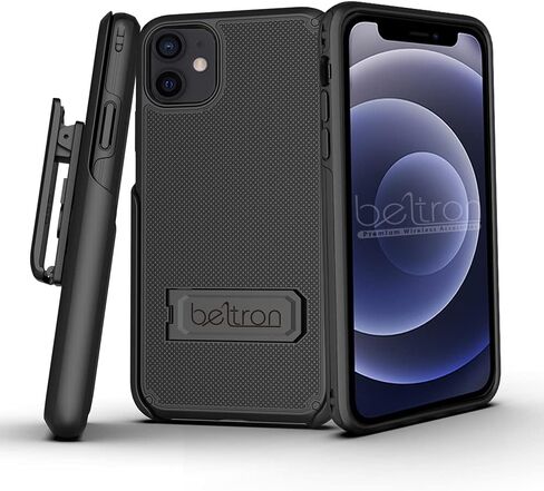 مجموعة حافظة BELTRON لهاتف iPhone 12 وiPhone 12 Pro، حافظة حماية نحيفة لكامل الجسم ومشبك حزام دوار 3 في 1 مع مسند/حامل بطاقة لهاتف iPhone 12 6.1 بوصة (2020) in Kuwait