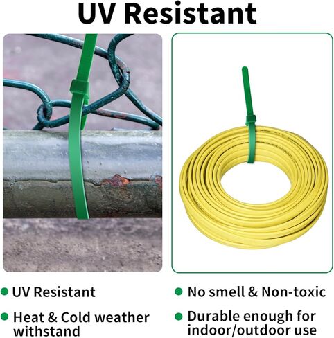 SOOOEC 200 Pack Reusable Green Zip Ties Assorted Sizes 6+8+10+12 Inch UV Resistant, Black Zip Ties Heavy Duty Outdoor Releasable Round Ending No Hurt, Cable Ties Reusable Tie Wraps Indoor Non Slip Off in Saudi Arabia