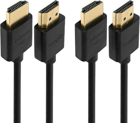 Cmple - 2 Pack High Speed HDMI Cable 1.5 ft 4k@60Hz Ultra Thin HDMI 2.0 Cable 4k HDMI Cable, ARC, 3D, 4k HDMI Cord - Flexible in Saudi Arabia