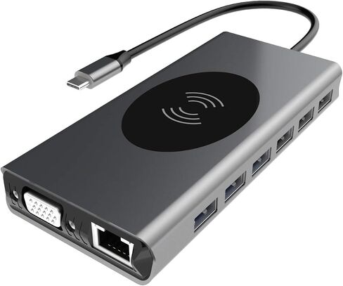 محطة إرساء الكمبيوتر المحمول متعددة الوظائف 15 في 1 USB C Hub Gigabit Ethernet USB C Hub Type-c إلى 4K HDMI متعدد المنافذ مع شحن VGA PD، 3 منافذ USB 3.0، بطاقة SD in Saudi Arabia