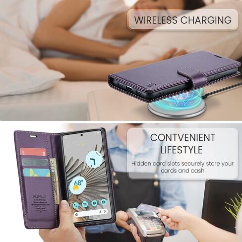 for Google Pixel 7 Pro Wallet Case with RFID Blocking Credit Card Holder, PU Leather Folio Flip Kickstand Protective Shockproof Cover Women Men for Pixel 7 Pro 5G Phone case(Purple) in Saudi Arabia
