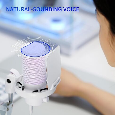 FEELWORLD VM1 Gaming PC USB Microphone Condenser Mic with Noise Cancellation Mute RGB Light, Computer Accessories for Gamer YouTube Twitch Podcast Streaming Recording Online Chat PS4 PS5 in Kuwait