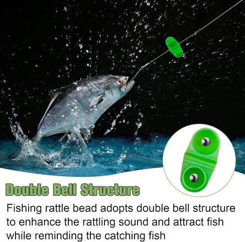 50 PCS Fishing Double Rattles Beads, Catfish Rattles for Fishing, Plastic Fishing Bead Fishing Bells Rattle Floater Rig Beads for Catfish in Saudi Arabia