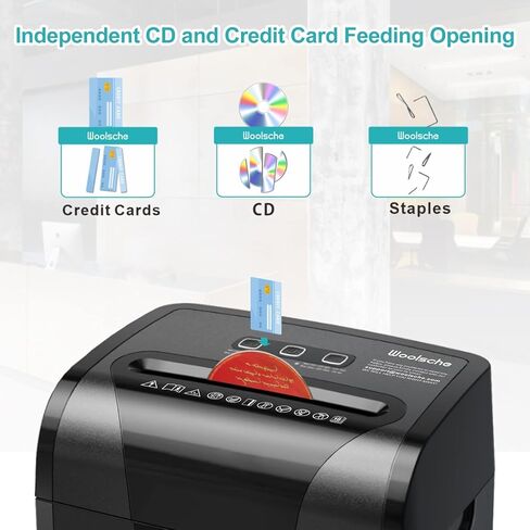 Woolsche Paper Shredder, 18-Sheet Cross Cut with 5.28-Gallon Pull Out Bin, P-4 Security Level, Shred Paper and Credit Card and CD, Durable&Fast with Auto Jam Proof System Shredder for Office in Saudi Arabia