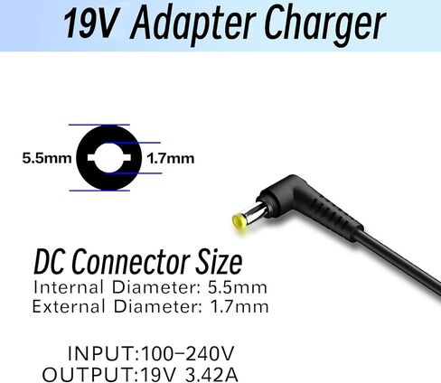 19V Monitor Power Cord, 19V Replacement Monitor Charger Compatible with Acer Monitor R240HY SB220Q SA230 S231HL S232HL H236HL S230HL S240HL S220HQL S271HL G246HL G276HL G226HQL Power Supply AC Adapter in Saudi Arabia