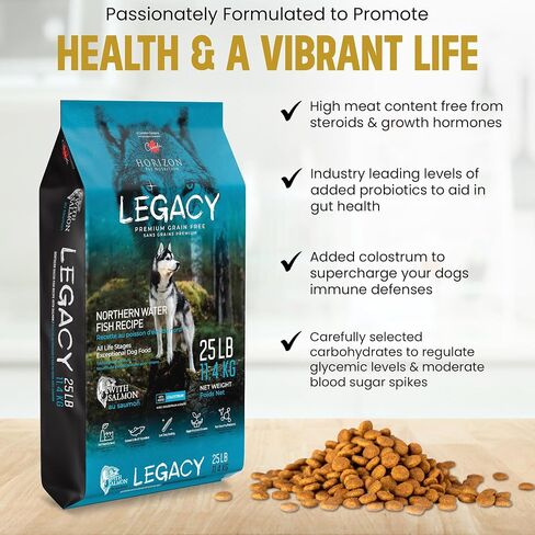 LEGACY Premium Grain-Free Dog Food | Northern Water Fish Dry Dog Food Recipe | Nutritious Salmon Formula Dog Food for All Life Stages | 25 lb in Saudi Arabia