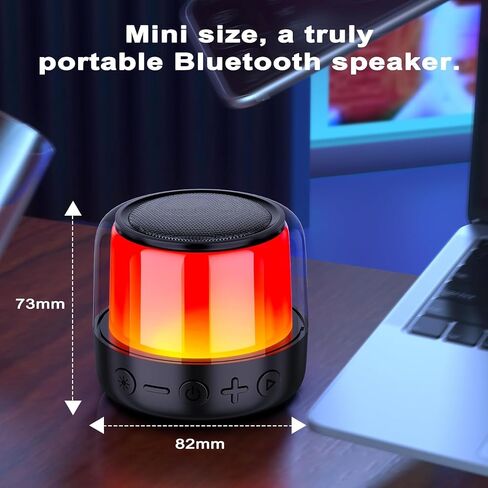 ～2PCS～ Bluetooth Speakers, Mini Portable Speakers with led Light, 11 Color Night Light LED Wireless Speaker, Dual Pairing, Perfect for Home, Outdoor (Black) in Saudi Arabia