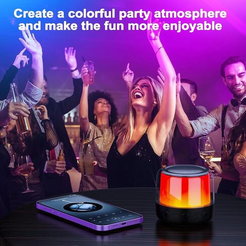 ～2PCS～ Bluetooth Speakers, Mini Portable Speakers with led Light, 11 Color Night Light LED Wireless Speaker, Dual Pairing, Perfect for Home, Outdoor (Black) in Saudi Arabia