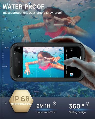 حافظة Lanhiem المغناطيسية لهاتف iPhone 16 Pro Max، حافظة IP68 مقاومة للماء والغبار، [متوافقة مع Magsafe] [واقي شاشة مدمج] غطاء هاتف متين عالي التحمل لكامل الجسم 6.9 بوصة، أسود/شفاف in Kuwait