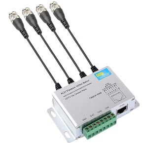 4-CH 720P/1080P HD Passive Video Balun, Aluminium Alloy BNC to RJ45 Network Transceiver Cat5e/Cat6 Adapter AHD/TVI/CVI/CVBS for Full HD Security Surveillance Camera System