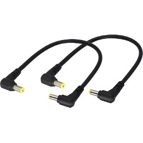 18AWG Tuning Fork DC5525 Power Cable DC 5.5MM x 2.5MM 90 Degree Male to Male Plug Adapter Cable for Monitors,IP Camera CCTV Security Camera LED Strip DVR Router etc(0.28m/11inch)