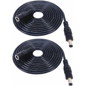 WFYZQLJE 2pcs black 6.6-foot (2-meter) DC male and female extension cables, 5.5mm x 2.1mm plug cables, DC power adapter connection cables, used for LED light strips, camera monitoring, etc
