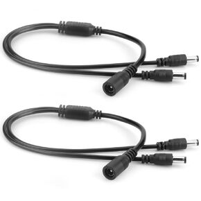 2 PCS 1 to 2 Way DC Power Splitter, DC Splitter, 2.1 * 5.5MM Power Splitter for CCTV Security Camera LED Strips