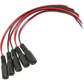 5Pcs DC Power Pigtail Cable Wire, 24V12V 5A Male Connectors for CCTV Security Camera and Lighting Power Adapter DC5521(2.1 x 5.5mm), Black