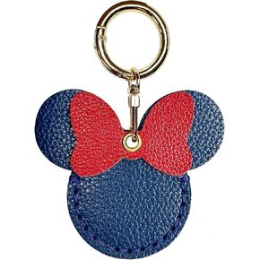 Handmade Genuine Leather AirTag Keychain - Cute Airtag Hidden Holder for Kids, Scratch-Resistant GPS Tracker Case with Key Ring for Apple Air Tag - Blue