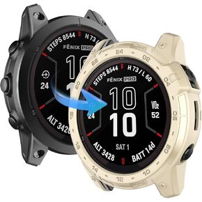 OVERSTEP Silicone Bumper Case for Garmin Fenix 7X/Fenix 7X Pro/EPIX Pro 51mm Protector, [Easily Operated] Enduro 2, Tactix 7 Rugged Bumper, Raised Edge Screen Protection, Ivory White