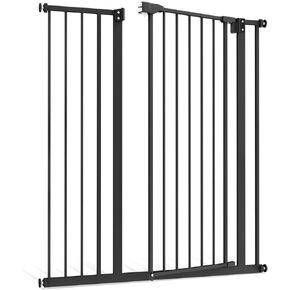 MoNiBloom Dog Pet Safety Gates with Lock for Doorways and Stairways, Easy Walk Through Door, One-Hand Open, 27"-34" Wide, 41" Tall, Black