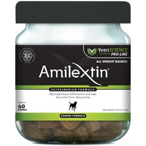 VetriScience Amilextin - Mobility & Agility Support for Dogs - Supplement Formula Aids Against Joint Stiffness - Healthy Joint Support for Comfort - Canine Supplement for Healthy Movement - 60 Chews