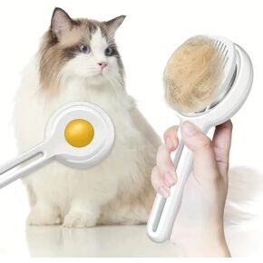 Cat Steam Brush for Shedding, Steamy Cat Brush for Long & Short Haired Cats & Dogs, Spray Cat Brush for Pet Grooming, Self-Cleaning Pet Hair Removal Comb with Water Tank