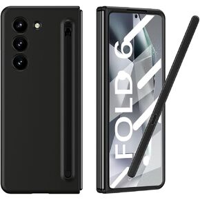 Slim S Pen Phone Case Compatible for Samsung Galaxy Z Fold 6 Phone with Built-in New Compact S Pen, Holder and Storage Slot for Pen,with 3Pcs Pen Tips (Pink)