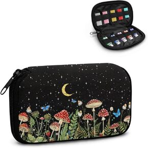 Xoenoiee Black Cat and Vibrant Flower Print USB Flash Drive Bag Thumb Drive Case Lightweight USB Storage Bag with 10 Slots Compact Flash Drive Organizer Easy to Carry