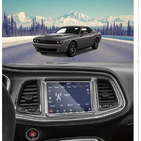 (2 Pack Screen Protector for 2015-2021 2022 2023 Dodge Challenger SRT 392 Hellcat Uconnect 8.4 Inch HD Anti-Fingerprint 9H Hardness Tempered Glass Protective Film Car Radio Accessories