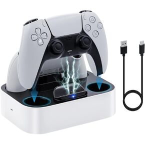 Mcbazel PS5 Controller Charging Station Fast Charger Dock for PS5 Controller Charging Docking Station with LED Light Indicators/Fast Charging/Tri-Protection/Dual Chargers (not for ps5 Slim/ps5 pro)