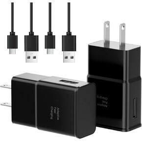 Adaptive Fast Charger with USB Type C Cable 6ft for Samsung Galaxy S10/S10e/S10 Plus/S9/S9 Plus/S8/S8 Plus/A13/S23/A30/A31/A32/A50/A51/A52/A53/Note 20/Note 10/Note 9/S20/S21/S22 Ultra(2-Pack)