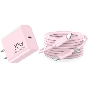 iPhone 16 Pro Charger Fast Charging, 20W USB C Fast Charger Block with 10FT Long USB C to C Charging Cable for iPhone 16/16 Plus/16 Pro/16 Pro Max/15/15 Plus/15 Pro/15 Pro Max, iPad Pro/Air/Mini, Pink