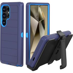 for Samsung Galaxy S24 Ultra 5G Case with Belt Clip & Kickstand, Full-Body Protection Multi Layers Rugged Case with Belt Holster for Samsung Galaxy S24 Ultra (Black)