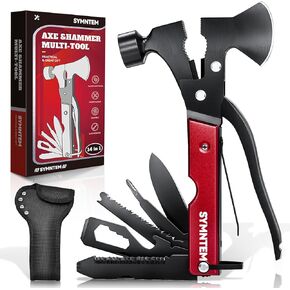 12-in-1 Hammer Multitool, Christmas Gifts for Men, Cool Gadgets Camping Accessories, Stocking Stuffers for Men, Dad, Father, Handyman, Husband, Cool Gadget Gifts for Women, Red