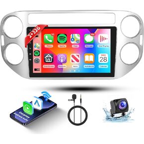 Hodozzy Android Car Radio for Volkswagen Tiguan 2010-2015 Wireless Carplay Android Auto Mirror Link، 9 بوصة تعمل باللمس GPS Navigation Bluetooth WiFi FM RDS HiFi كاميرا احتياطية 2 Din in Kuwait