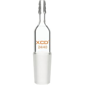 XCD Glass Straight Inlet Adapter, Lab Glass Adapter with 14/20 Male Glass Joint and 10 mm Hose Connection for Laboratory Applications
