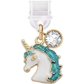 ELISE & FONDA TP403 Type-C USB Charging Port Anti Dust Plug Little Unicorn Cell Phone Charm for iPhone 15 /Samsung/OnePlus/Xiaomi/oppo Android Phones (Blue)