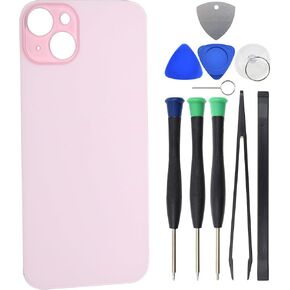 Pink Back Glass Replacement for iPhone 15 Plus with pre-cut adhesive