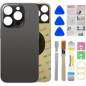 OEM Back Glass Replacement Compatible with iPhone 15 Pro 6.1 Inches All Carriers with Professional Repair Kit and Installation Instruction (Black Titanium)