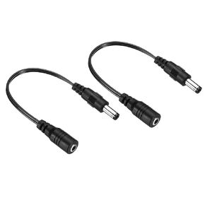 MECCANIXITY DC Extension Cable 3.5x1.35mm Female to 5.5x2.5mm Male Power Extension Wire Plug Cord for LED Strip Camera CCTV, Black Pack of 2