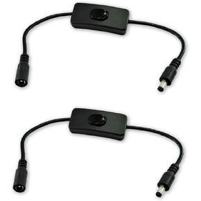 2pcs LED Strip Light Inline On/Off Switch Cable DC Jack (5.5x2.1mm) Male to Female Connector, DC Jack Switch, LED Tape Connector, 12V Inline Rocker Switch DC Power Adapter Connector
