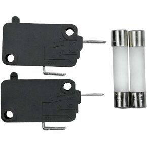 SZM-V16-FD-62 WB24X830 Microwave Oven Door Micro Switch (Normally Closed) and Slow-Blow Ceramic Fuses Compatible with GE Starion Microwave Replace 3405-001033 AP2024338 PS237422(Pack of 2)