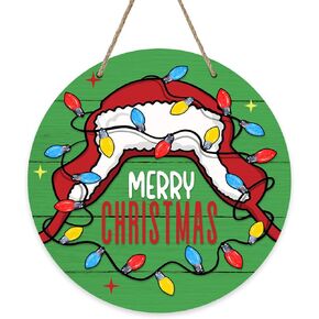Deroro Christmas Jack Skellington Front Door Sign, Xmas Sally Green Monster Wood Door Hanger Outdoor Outside Porch Decor, Funny Holiday Wooden Wreath Indoor Wall Hanging Decoration