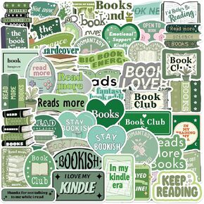 50PCS Book Stickers for Kindle Green Bookish Aesthetic Stickers Reading Books for Girls Book Stickers for Kids Book Themed Stickers