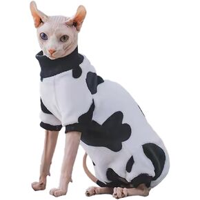 Sphynx Cat 4-Legged Warm Turtleneck Sweater, Thick Soft Double-Sided Fleece Clothes for Cats, Winter Onesie for Cats and Small Dogs,Pjs for Cats and Puppy (Purple (4-Legged), L (5-6.5lbs))