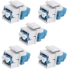 ECSiNG 5Pcs LC to LC Coupler Multimode Fibre Optic LC Fiber Keystone Optic Duplex 10GB F/F for Wall Plates Patch Panels Surface Mount Boxes