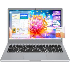 jumper Laptop Computer 14 Inch, 12GB DDR4 512GB SSD, Laptops with Office 365 One Year, FHD 1920x1080 Display, Celeron N4000 CPU, 35.52WH Battery, 2.4G+5G WiFi, BT4.0, Portable Business Lapto, Gray.