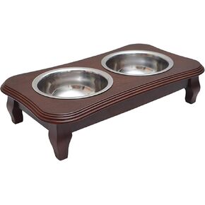 Premium Elevated Pet Feeder By Pawridge - Luxury Solid Wood Stand & 2 Food Grade Stainless Steel Bowls - Improves Your Pet's Digestion - Suitable For Small / Medium Dogs & Cats